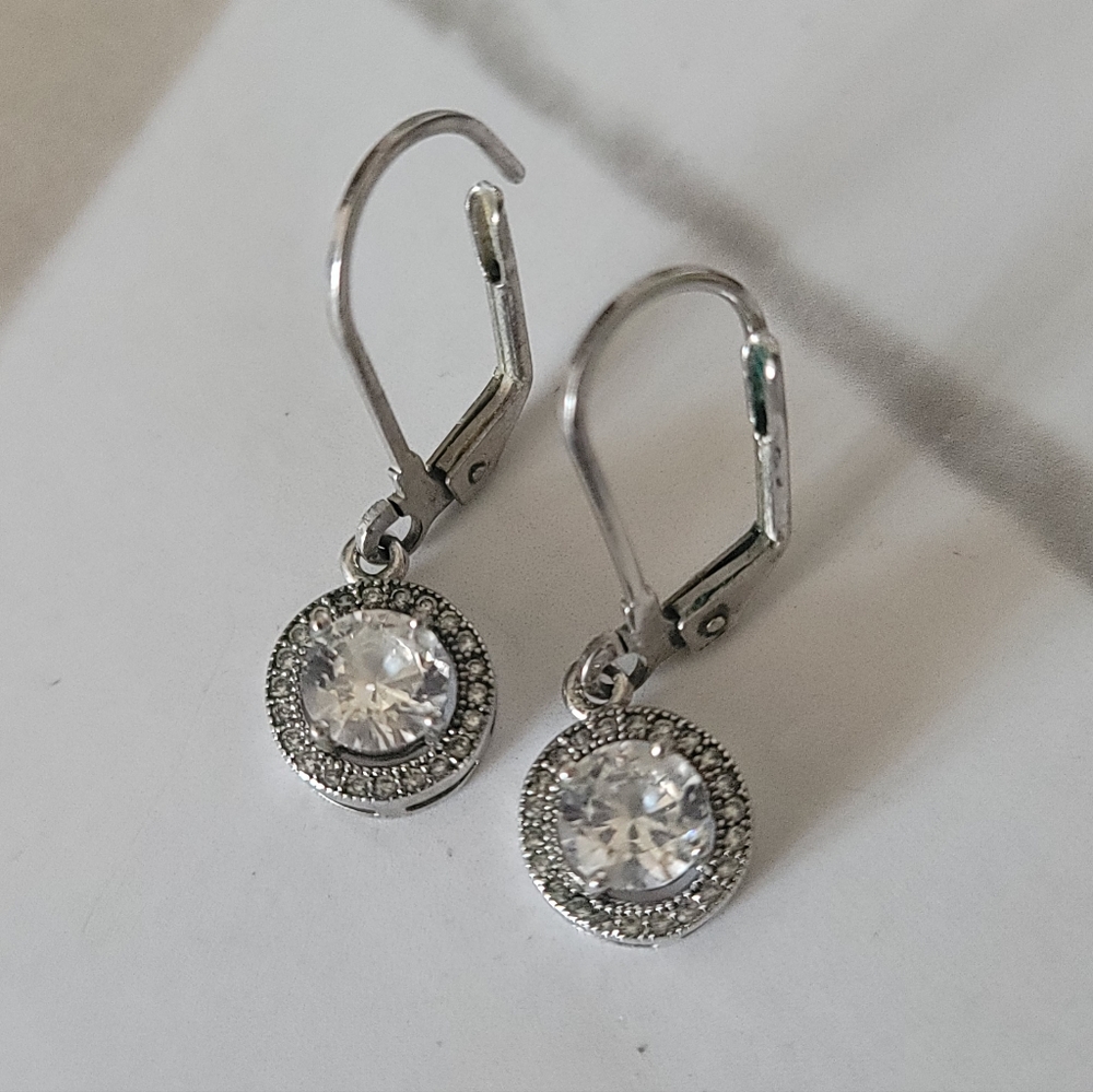 BB Vintage Silver Jeweled Dangle Earrings